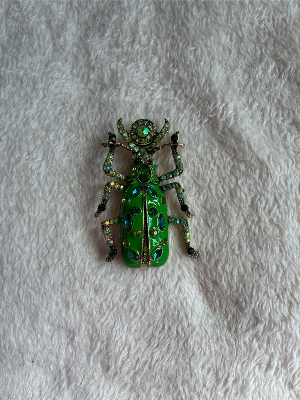 Green Crystal Beetle Brooch